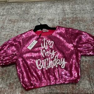 It’s my birthday sequin shirt! New with tags.